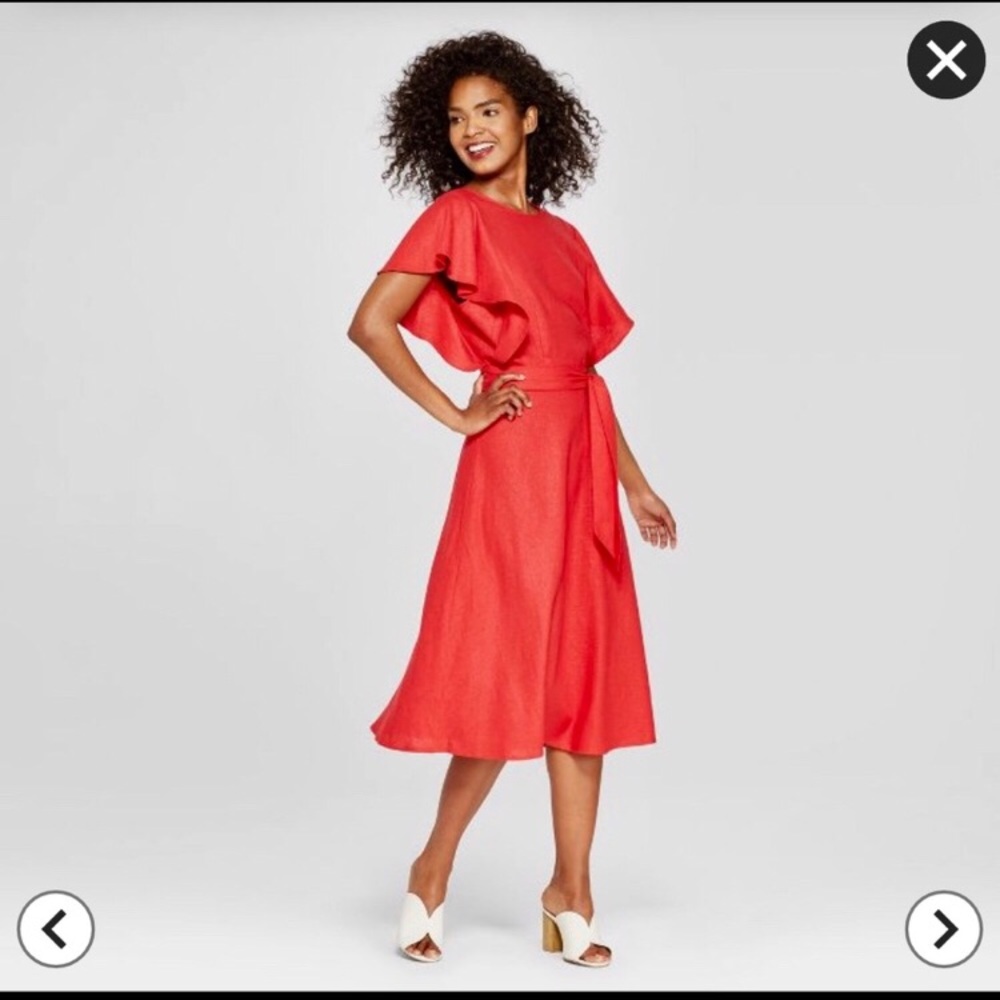 Cute red dress with flared sleeves
